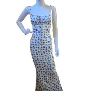 Floral Blue and White Maxi Dress